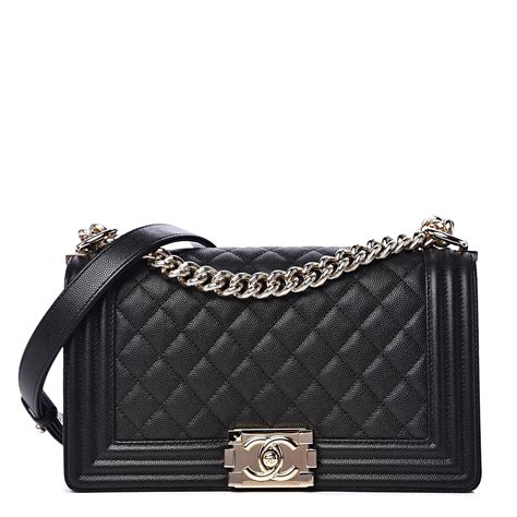 chanel boy flap bag caviar leather black medium|CHANEL Caviar Quilted Medium Boy Flap Black .